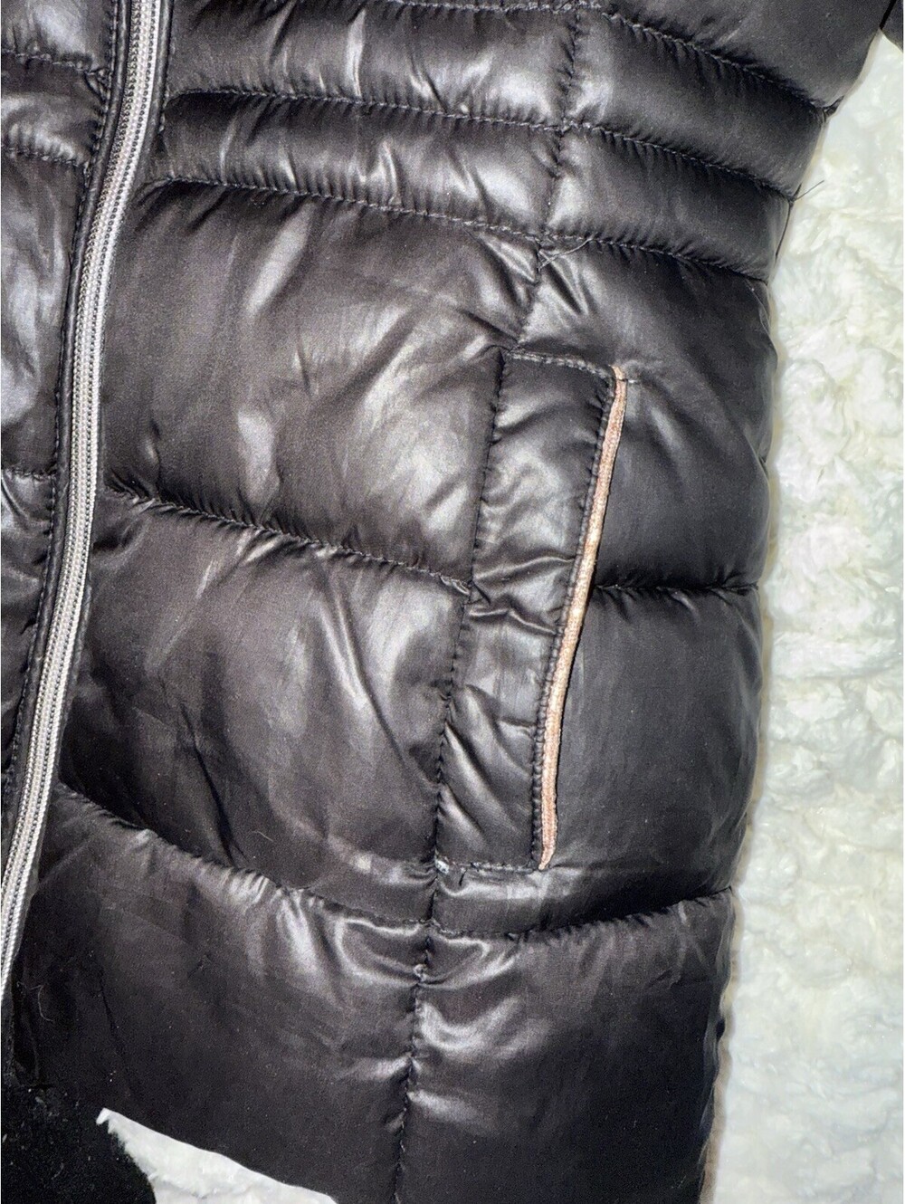 Michael Kors Girls 5/6 Puffer Jacket Hood Fleece Lined Full Zip Black - Picture 5 of 9